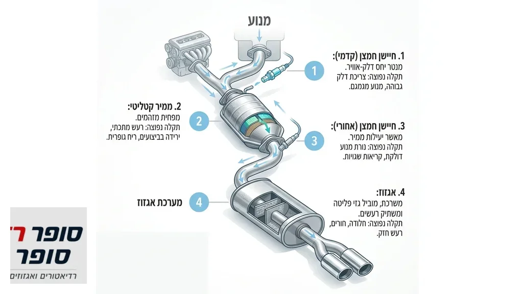 ממיר קטליטי חדש ומערכת אגזוז מותקנים בתחתית רכב