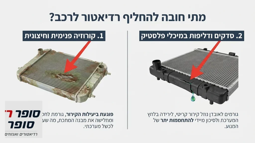 רדיאטור אלומיניום חדש ואיכותי מוכן להתקנה ברכב