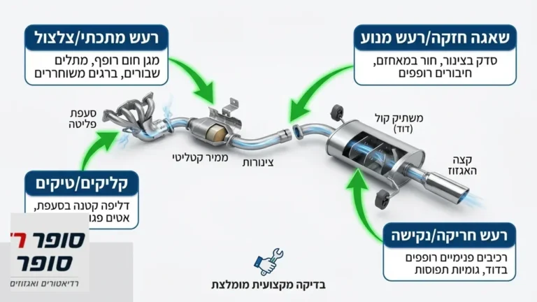 בדיקת רעש מהאגזוז במוסך סופר רדיאטור סופר אגזוז